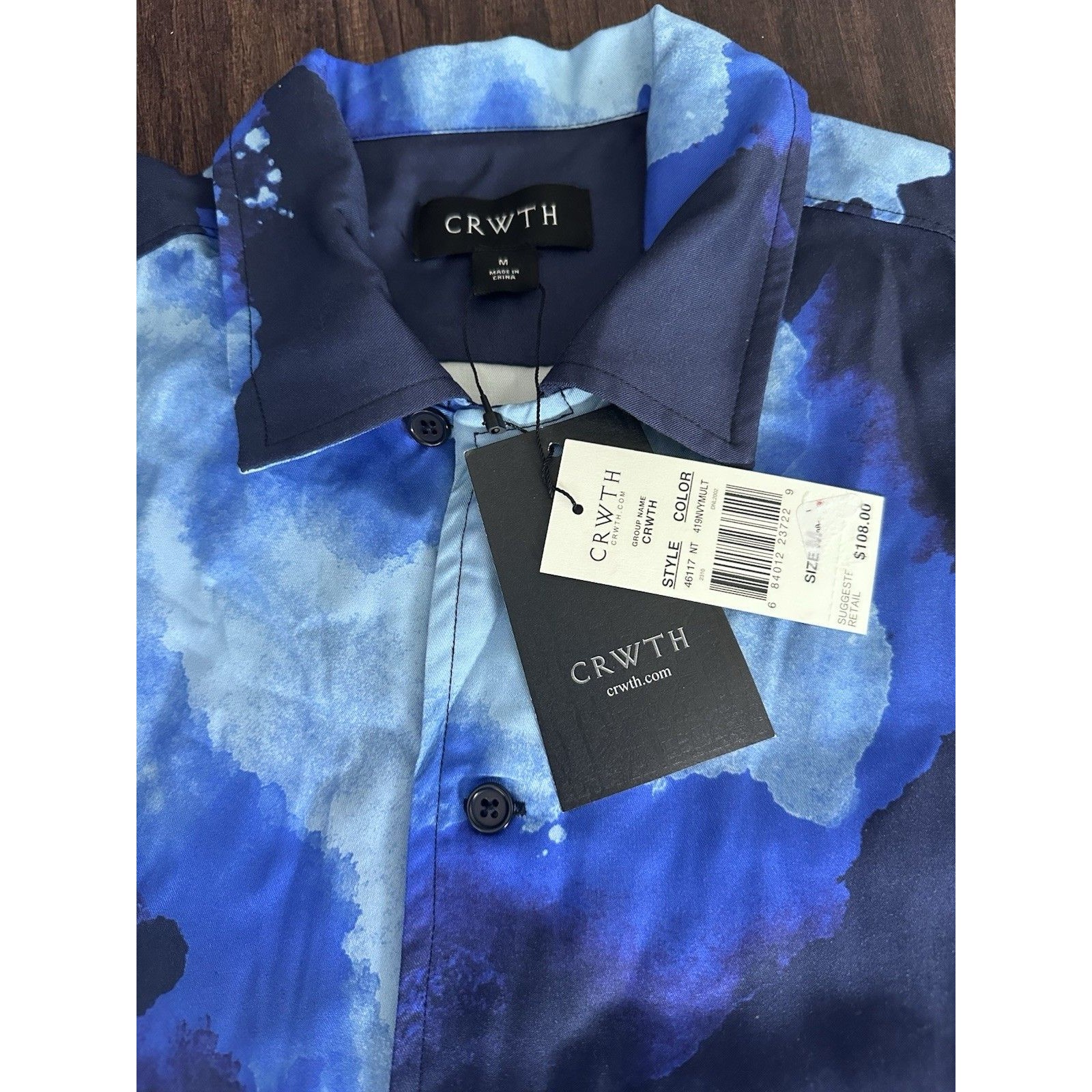 Charles Tyrwhitt Men's Splash Twill Short Sleeves Button Down Shirt Navy Multi M — image 3 of 4
